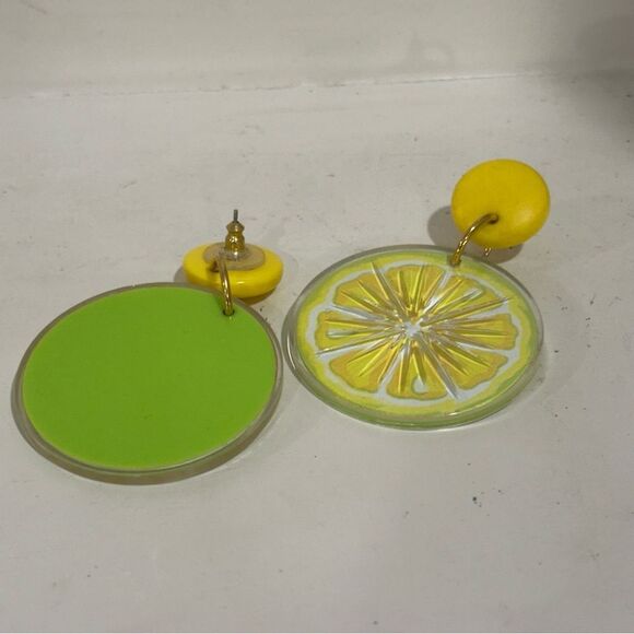Anthropologie  Yellow Lemon Slice Earrings lemon earrings summer style - Picture 4 of 7